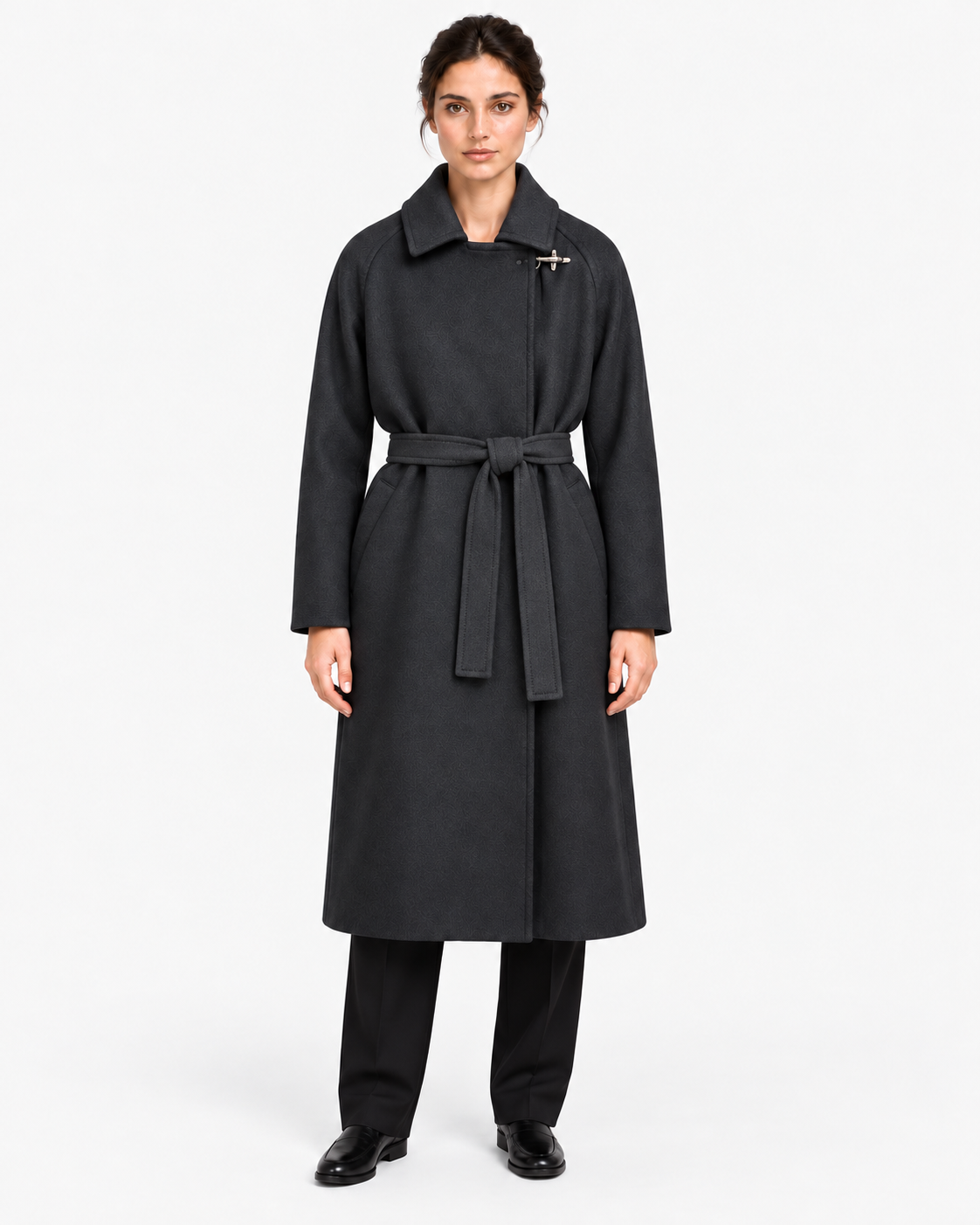Fay Cappotto Donna a Vestaglia Nero in Lana e Cashmere