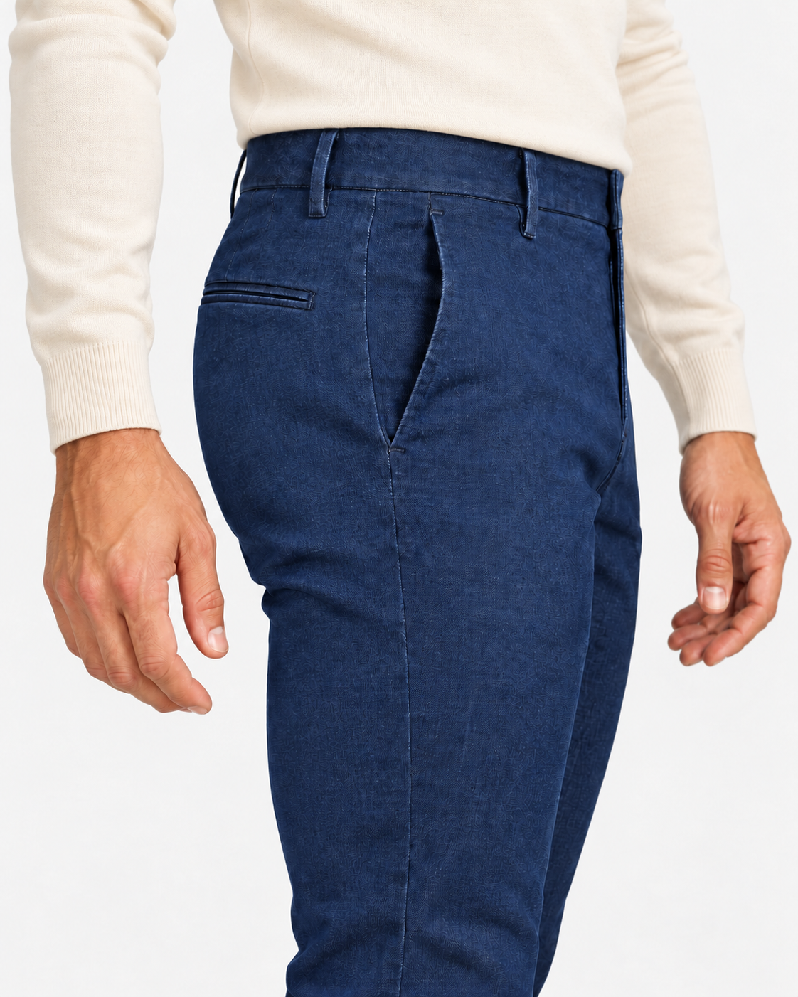 Dondup Pantalone Uomo Blu in Cotone Stretch