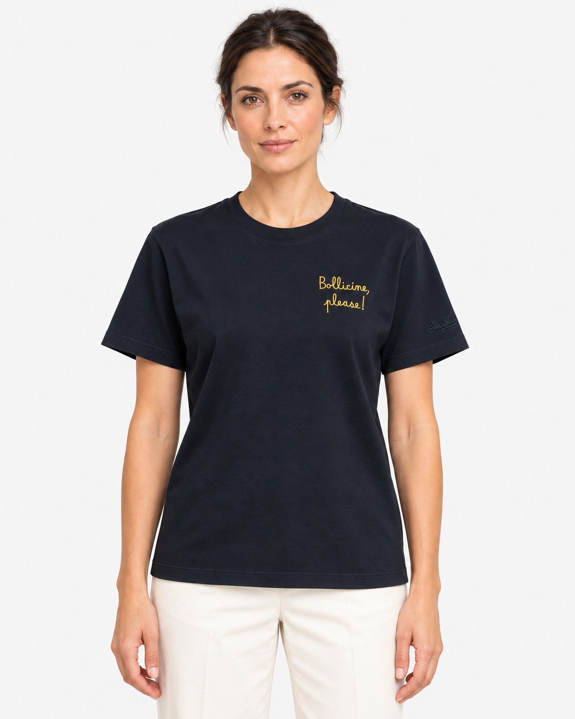 MC2 Saint Barth T-shirt Donna Emilie Bollicine Please in Cotone NERO