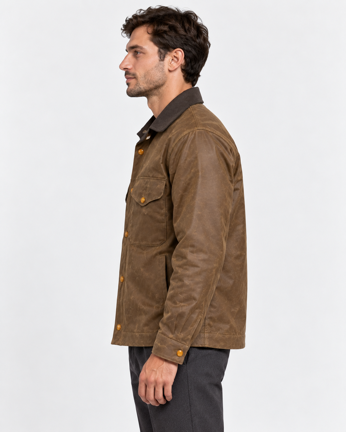 Manifattura Ceccarelli Giubbotto Uomo in Cotone Cerato Dark Tan