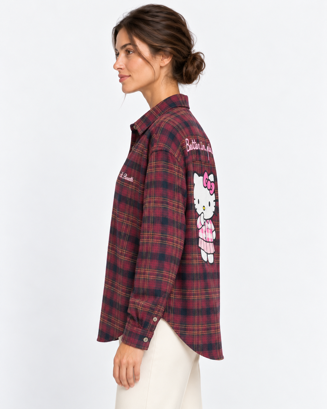 MC2 Saint Barth Camicia Donna Lully Hello Kitty Tartan Bordeaux