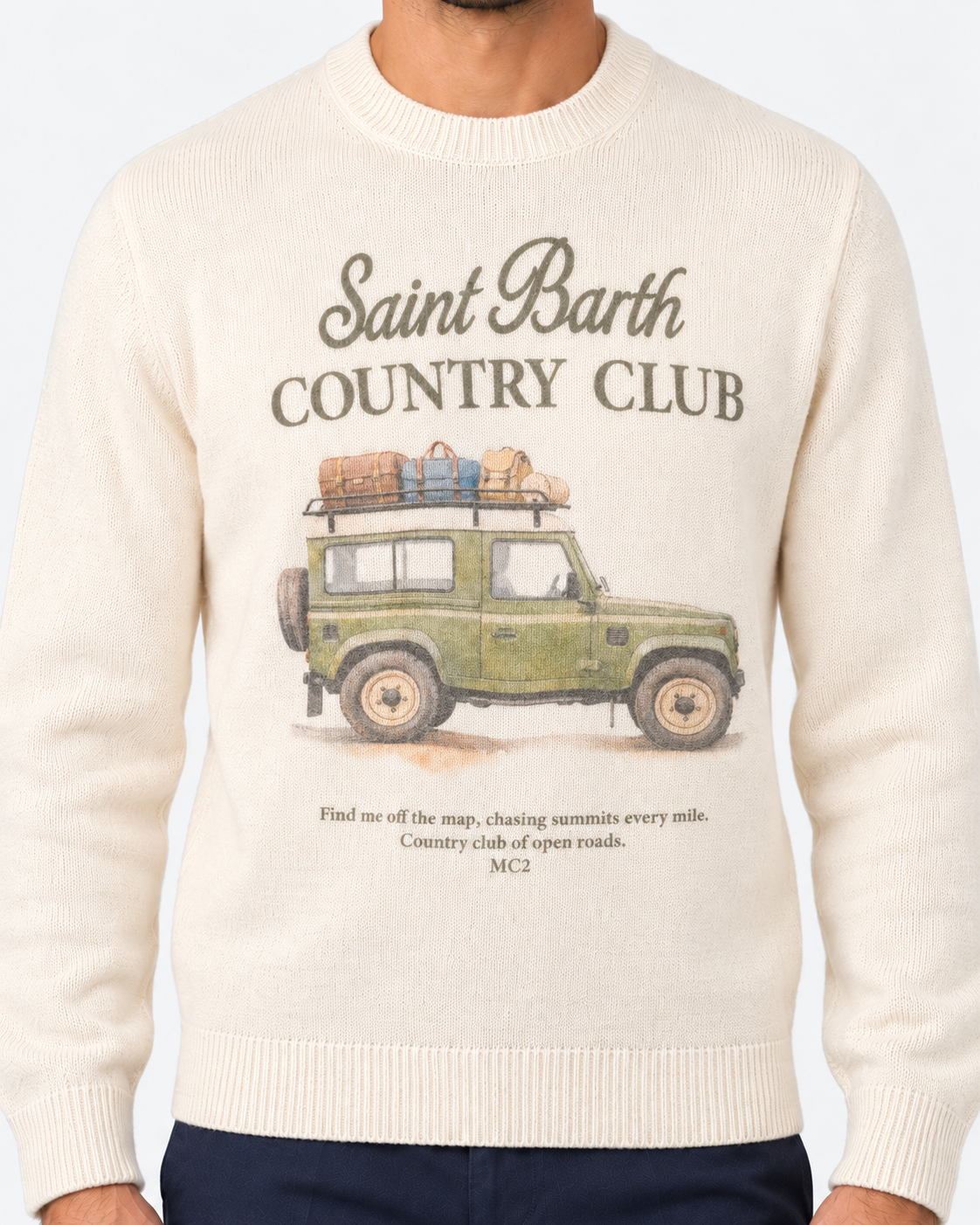 MC2 Saint Barth Maglia Uomo Country Roads Panna