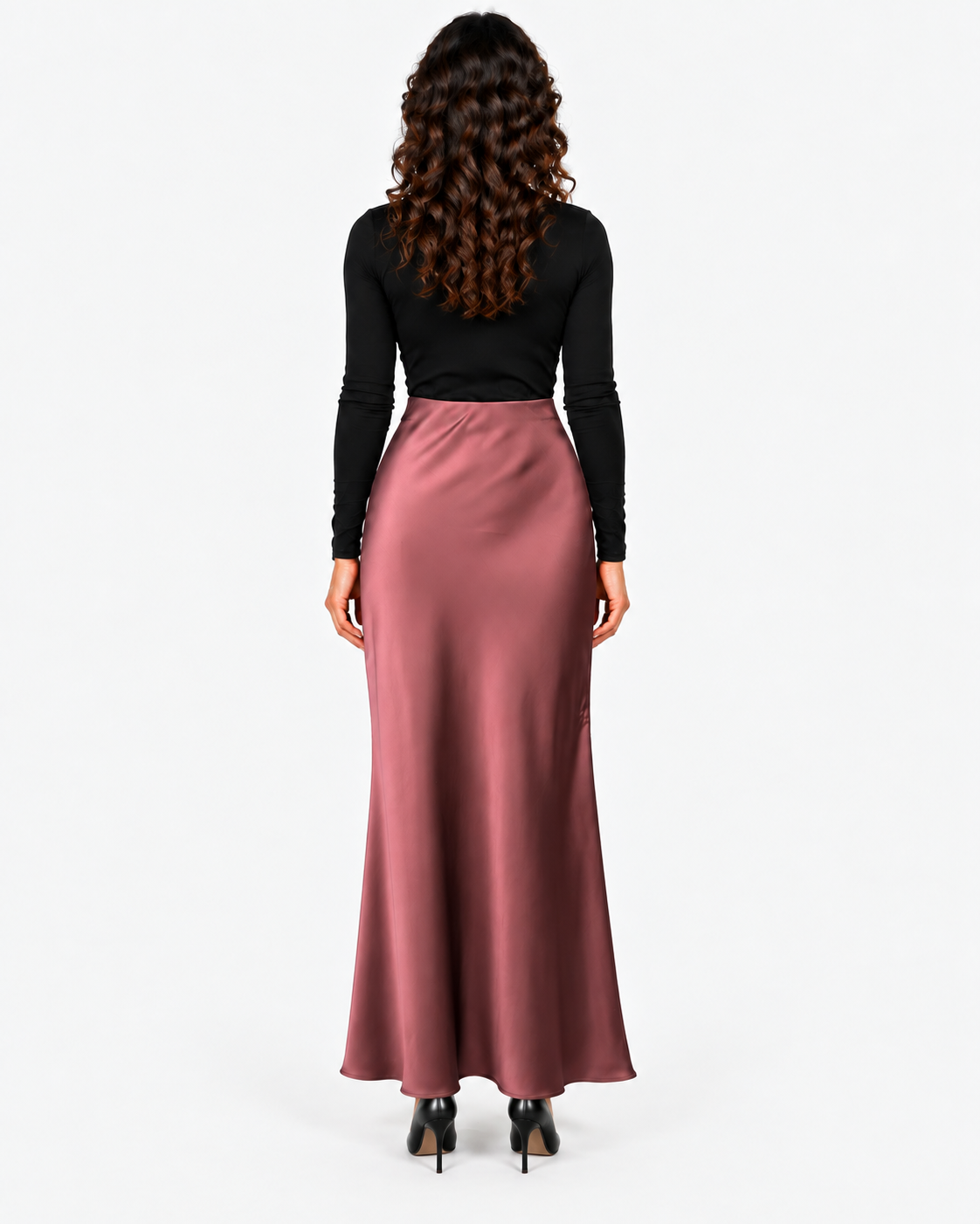 Imperial Gonna Lunga Donna Plum Noir in Raso