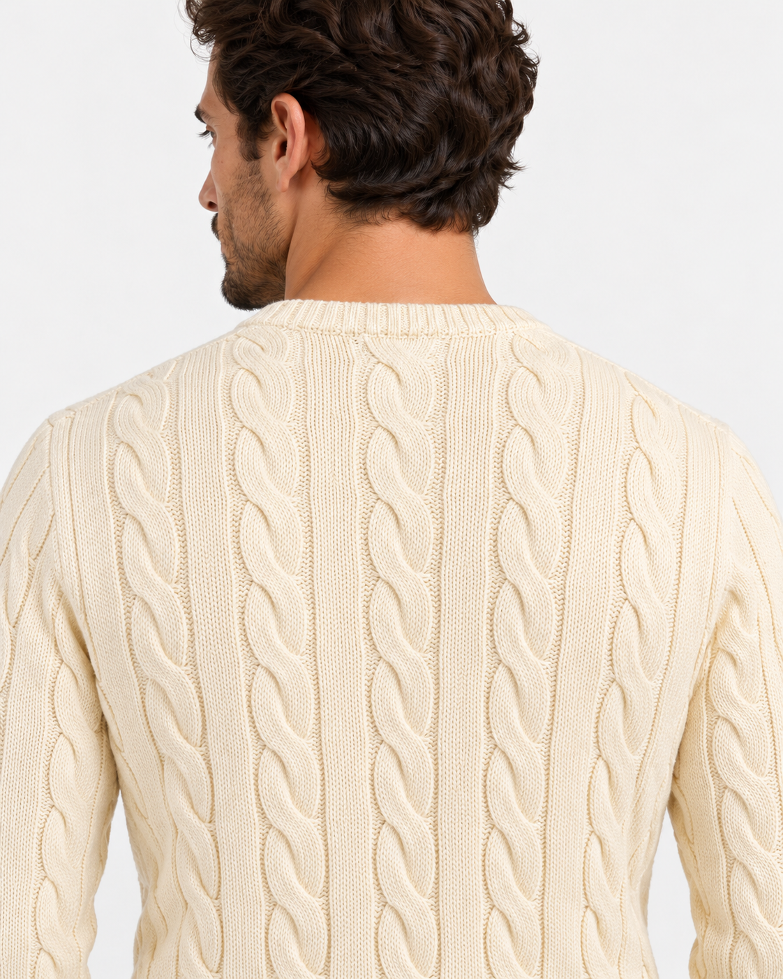 Polo Ralph Lauren Maglione Uomo in Cotone a Trecce Cream