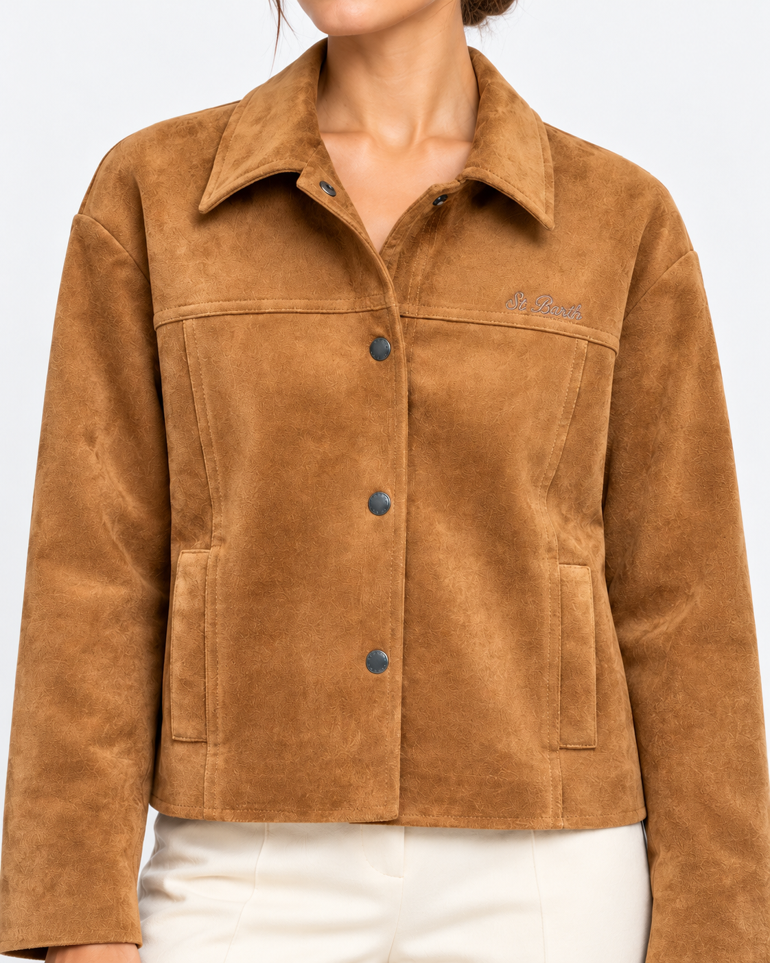 MC2 Saint Barth Giacca Camicia Donna Veyra Effetto Suede Cammello