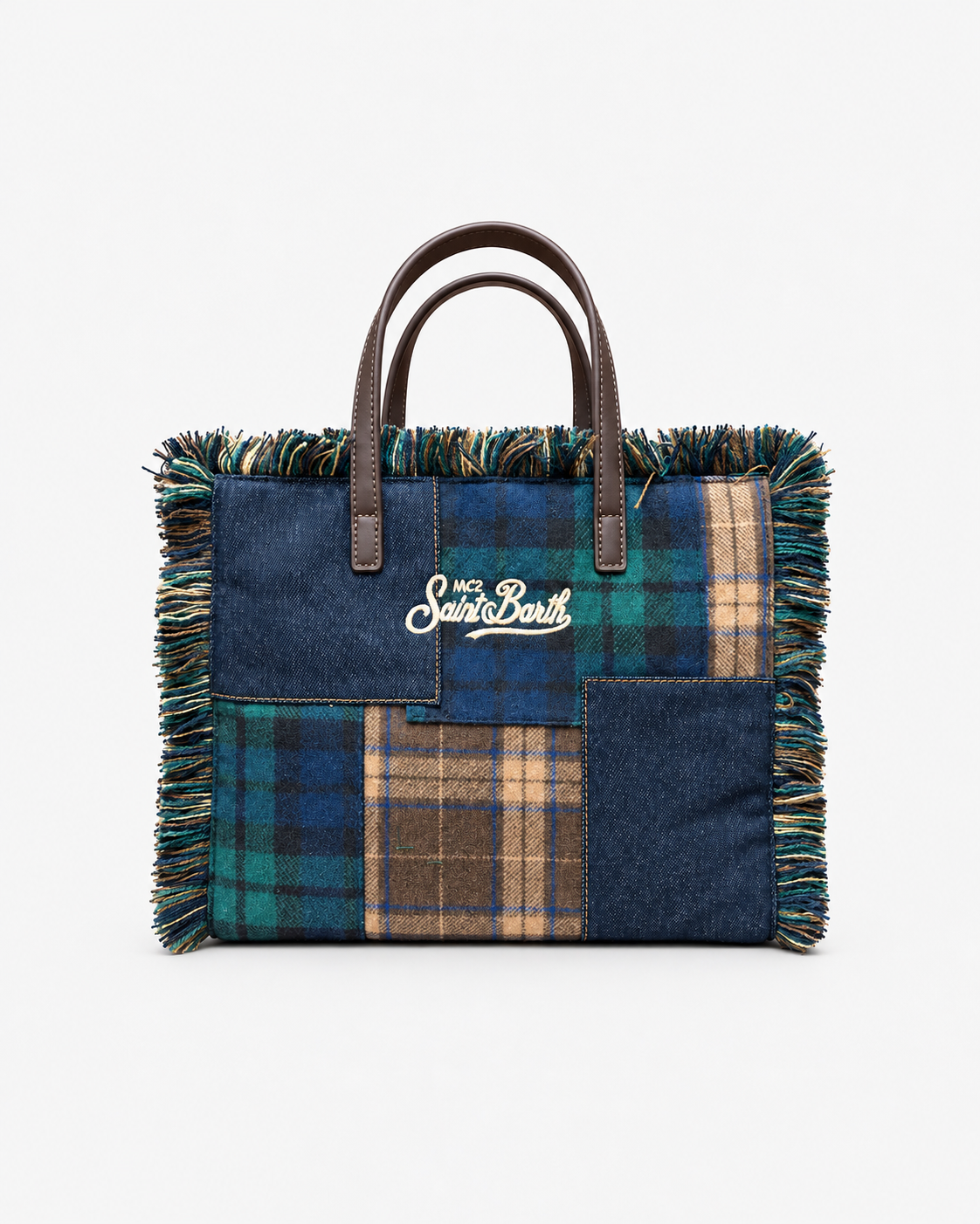 MC2 Saint Barth Borsa Donna Colette Patchwork Tartan Blu