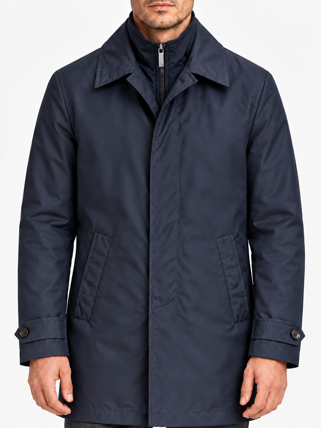 Fay Morning Coat Uomo Blu in Popeline Tecnico Idrorepellente