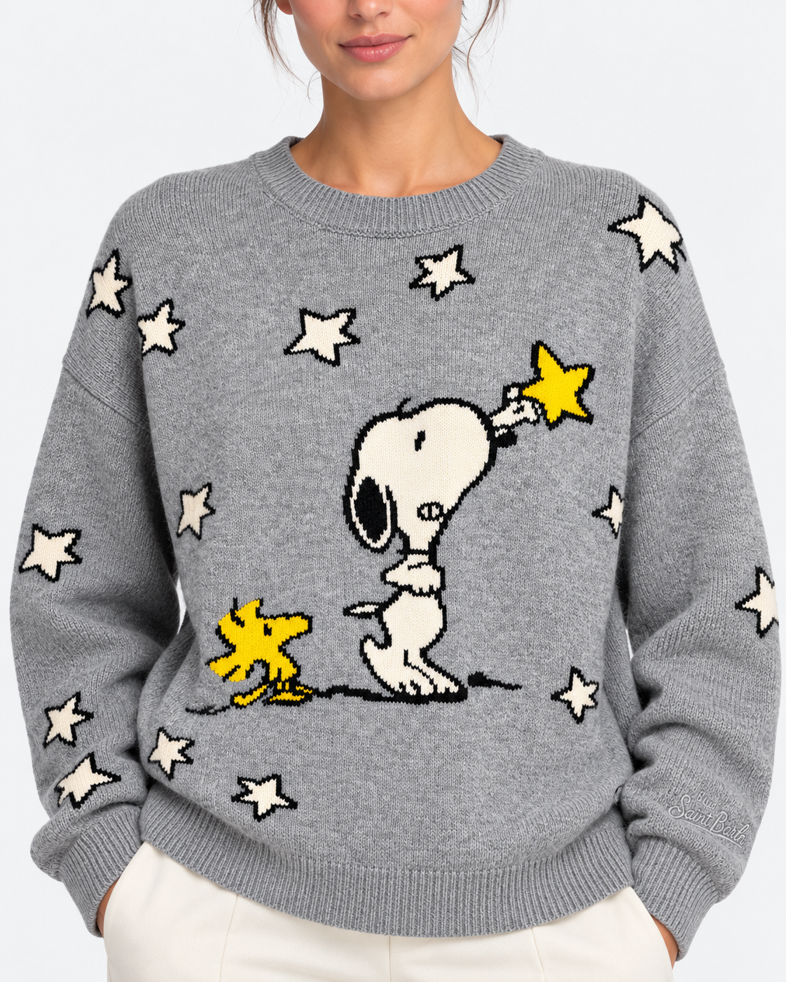MC2 Saint Barth Maglia Donna Tessa Peanuts Grigia con Snoopy e Stelle
