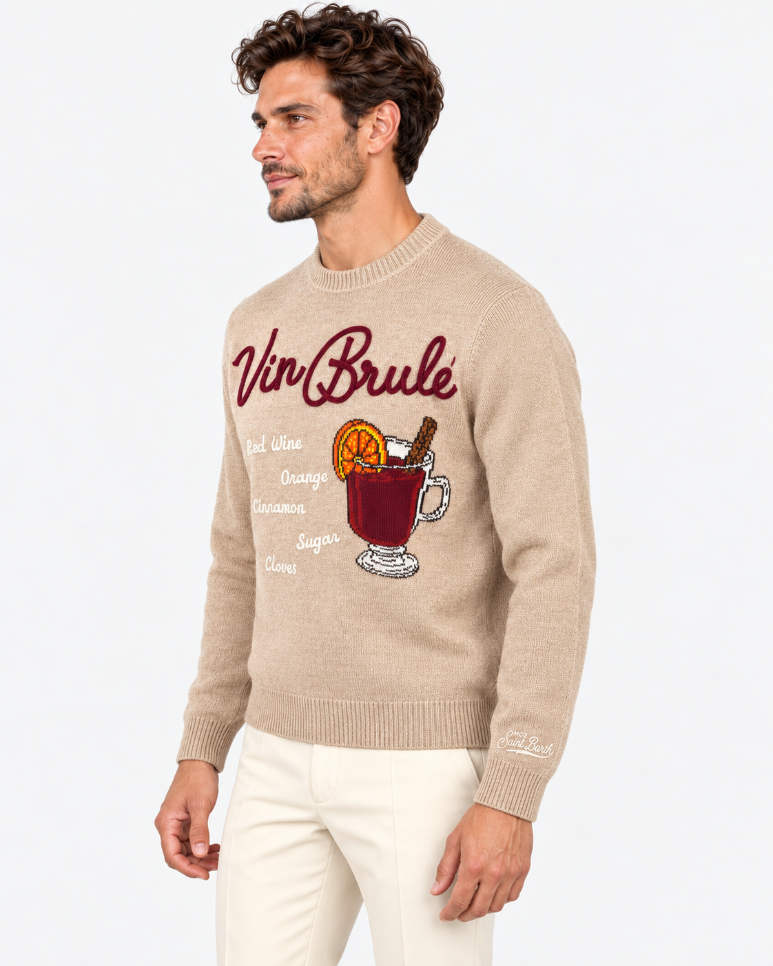MC2 Saint Barth Maglia Uomo Heron Drink Vin Brulé Beige