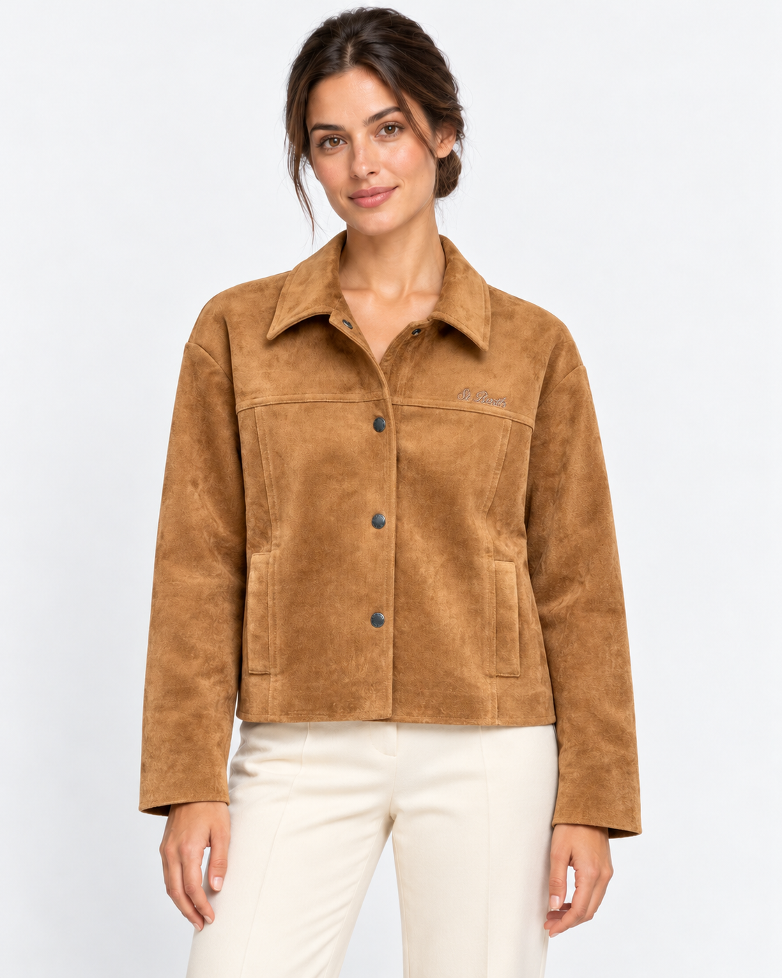 MC2 Saint Barth Giacca Camicia Donna Veyra Effetto Suede Cammello