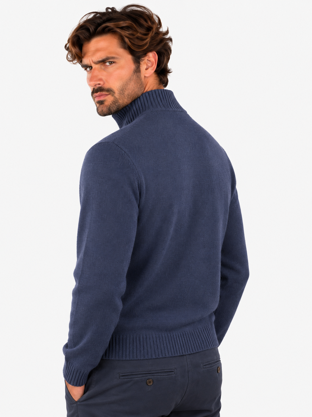 Gran Sasso Full zip uomo in cashmere blu