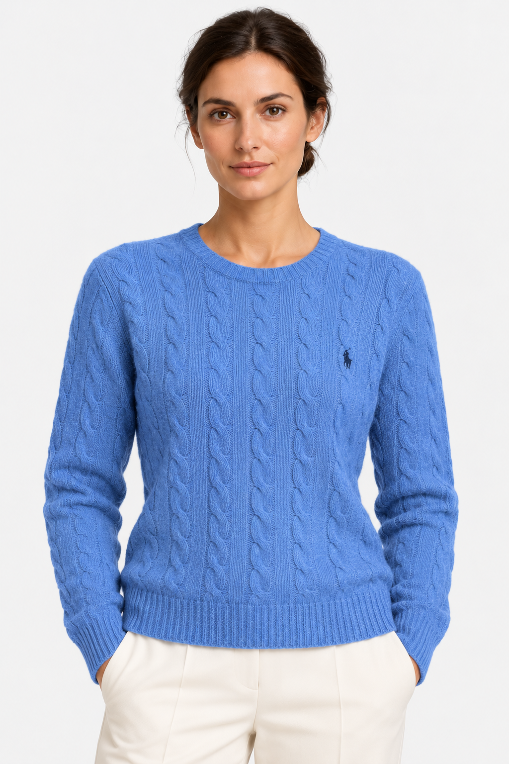 polo ralph lauren Maglione girocollo in lana e cashmere a trecce