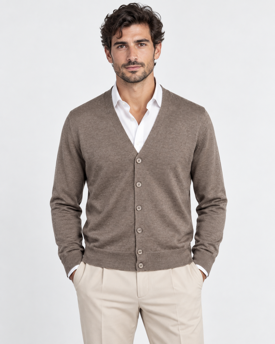 Gran Sasso Cardigan uomo in lana testa di moro