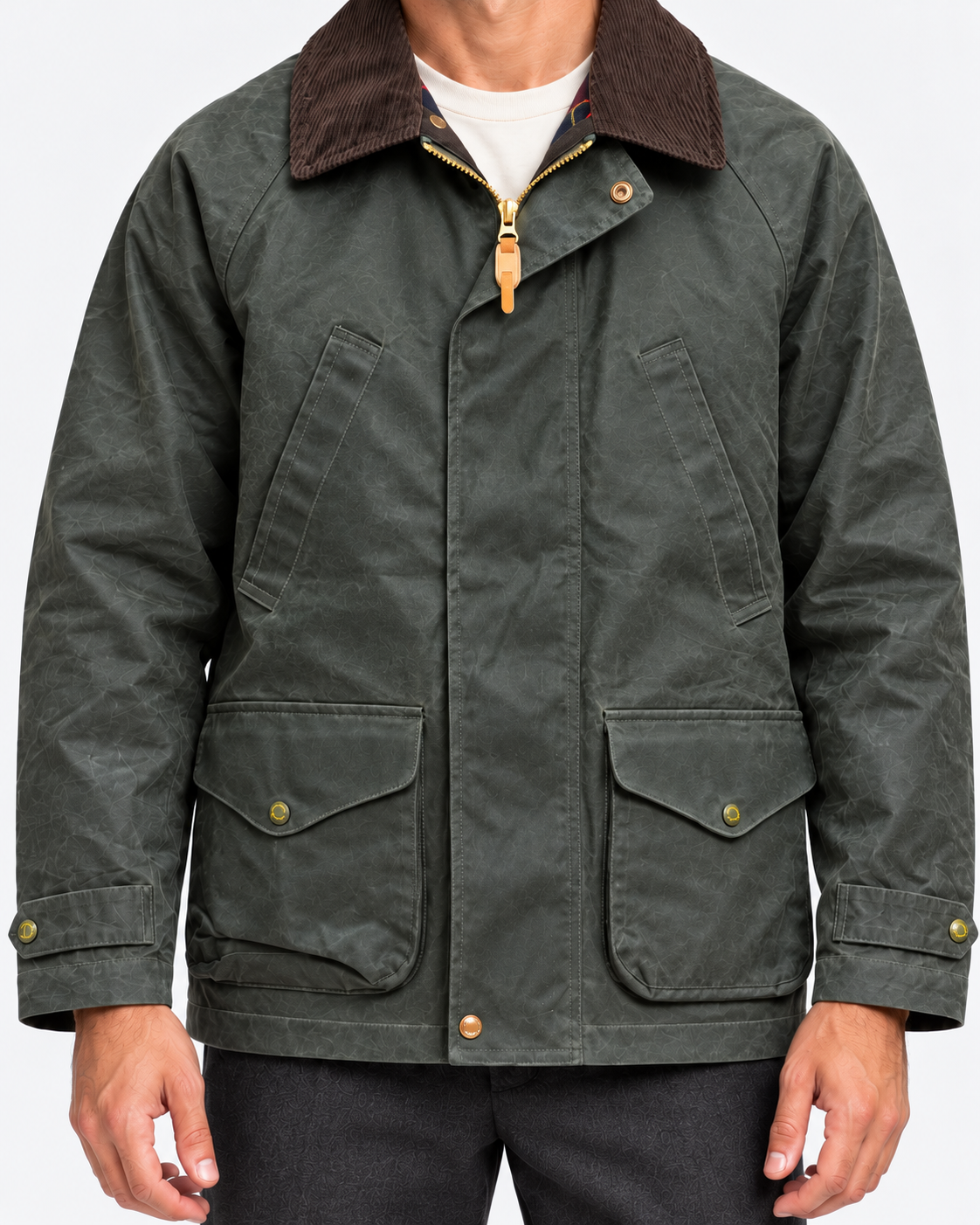 Manifattura Ceccarelli Giubbotto Uomo Dark Green con Collo in Velluto