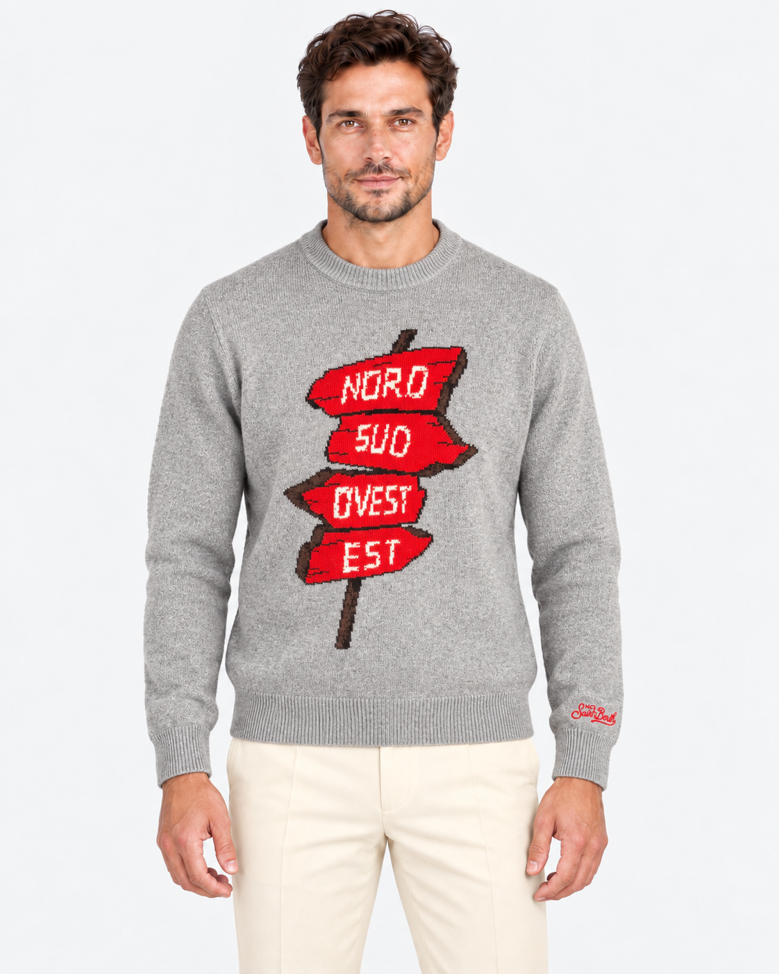 MC2 Saint Barth Maglia Uomo 883 Nord Sud Grigia