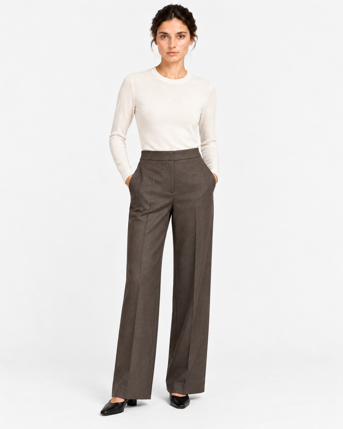 Gran Sasso Pantaloni Donna Testa di Moro in Lana e Cashmere