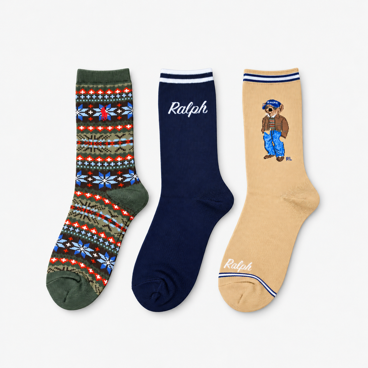 Polo Ralph Lauren Calzini Donna Polo Bear Fair Isle Set 3 Paia
