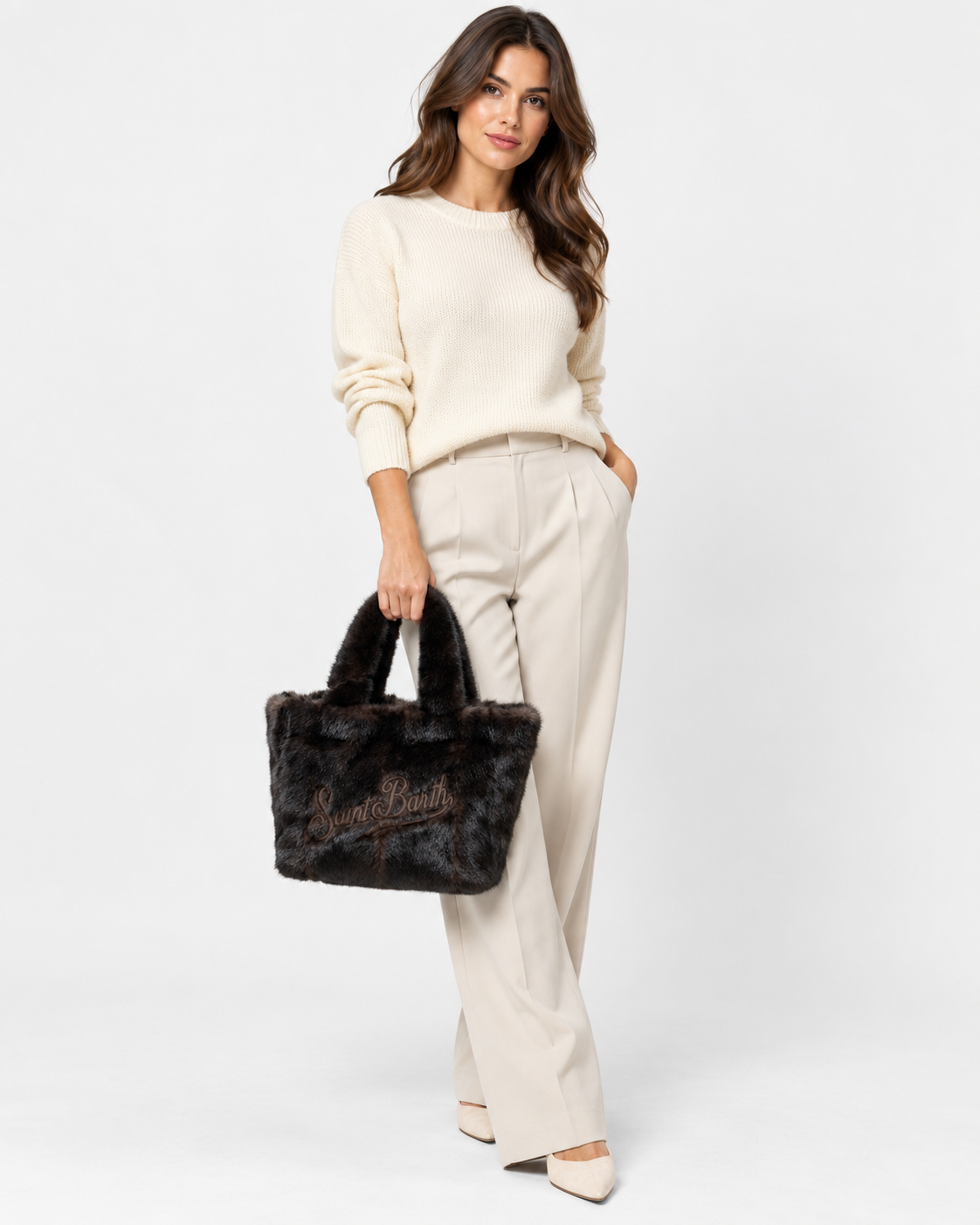 MC2 Saint Barth Borsa Donna Colette Soft Fur Marrone Scuro