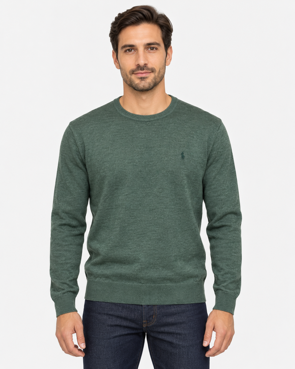 Polo Ralph Lauren Maglione Uomo Girocollo in Lana Verde