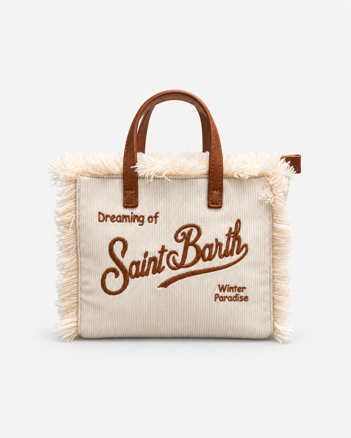 MC2 Saint Barth Borsa Donna Vanity Mini in Velluto a Coste Panna