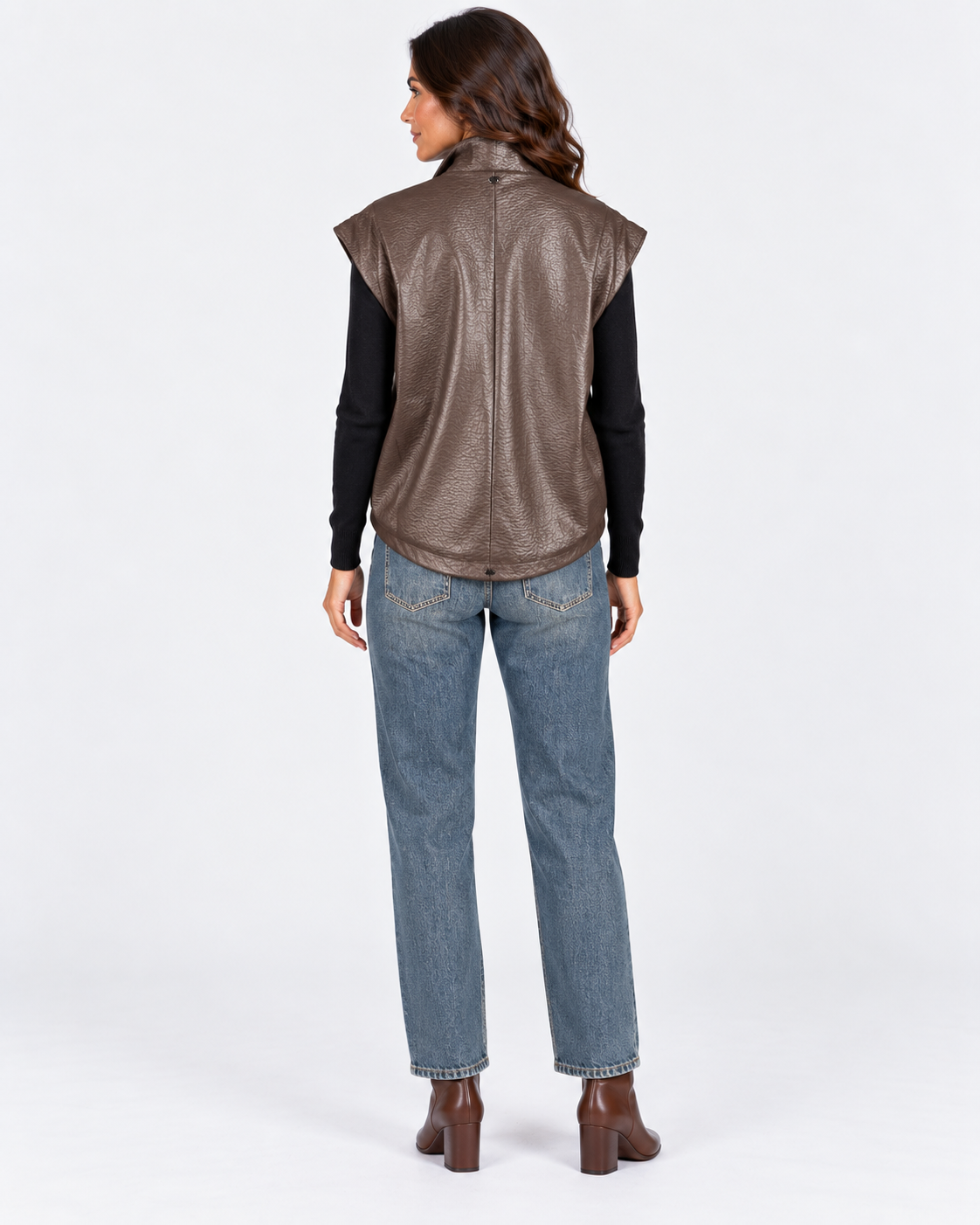Dixie giubbotto smanicato donna in ecopelle cuoio