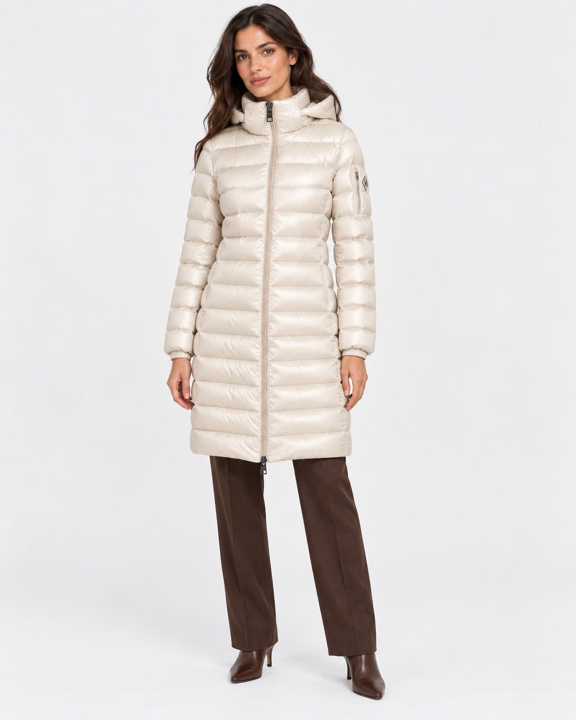 Herno Giaccone donna in nylon lucido Chantilly con cappuccio