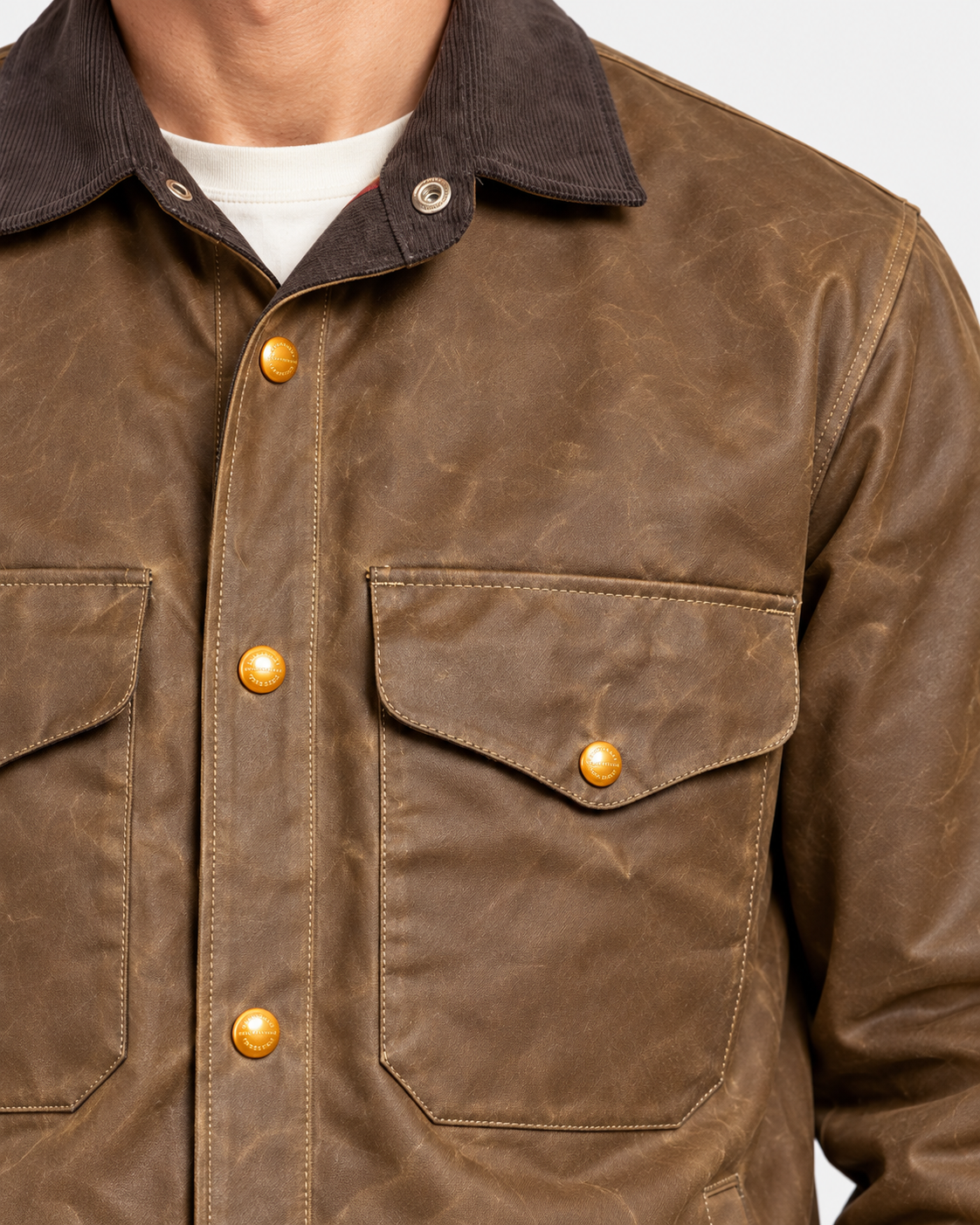 Manifattura Ceccarelli Giubbotto Uomo in Cotone Cerato Dark Tan