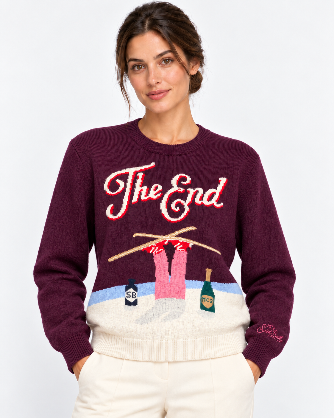 MC2 Saint Barth Maglia Donna New Queen The End Prugna in Misto Lana e Cashmere