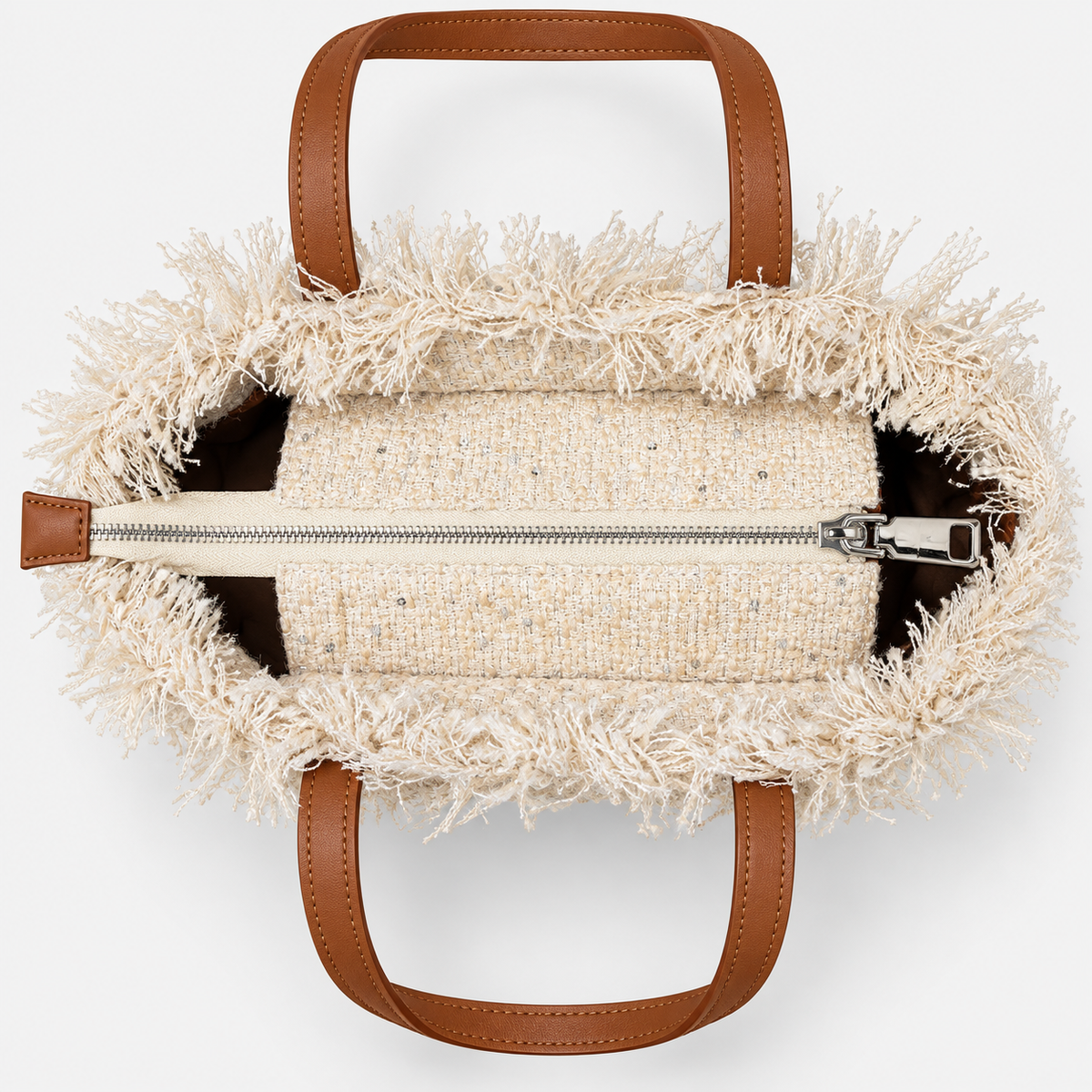 MC2 Saint Barth Borsa Donna Colette Tweed Panna con Mini Paillettes