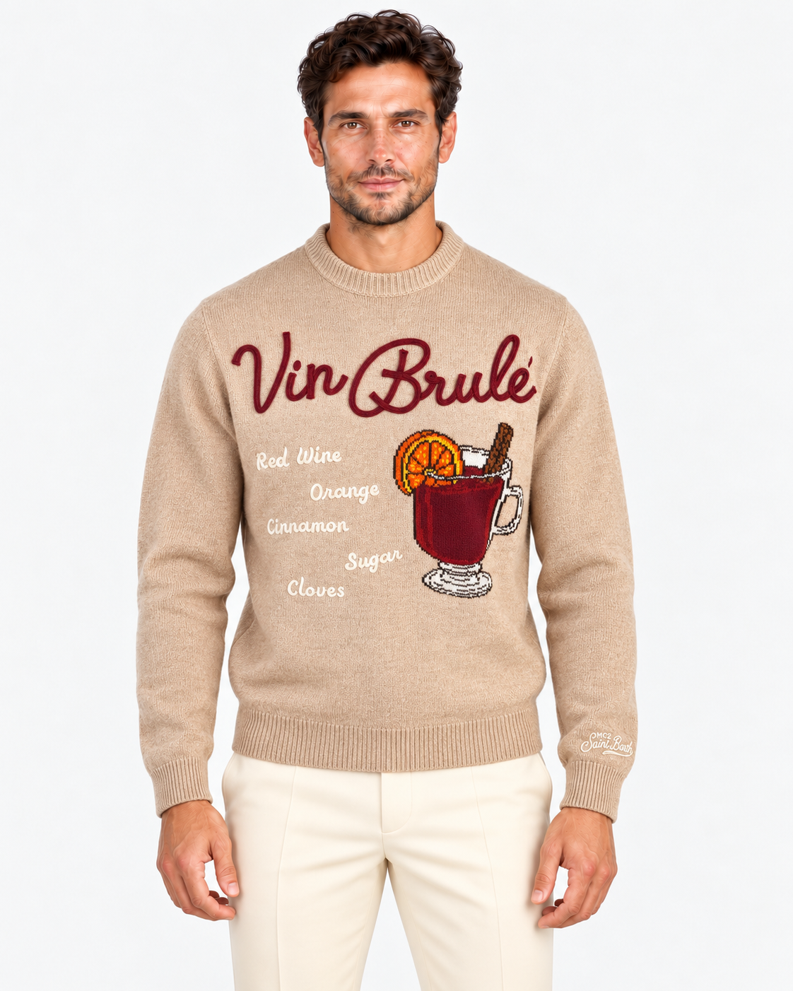 MC2 Saint Barth Maglia Uomo Heron Drink Vin Brulé Beige
