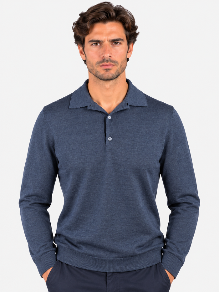 K-Way Rey Wool Silk Cashmere polo uomo blu