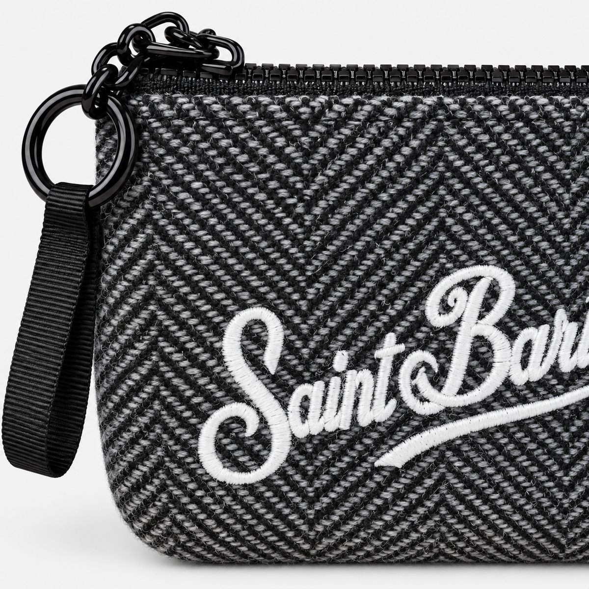 MC2 Saint Barth Pochette Donna Aline Mini Wool Spigata Bianca e Nera
