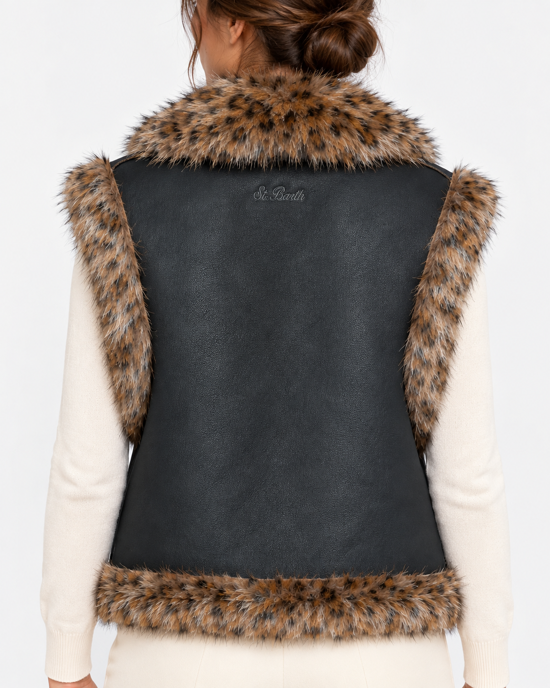 MC2 Saint Barth Gilet Donna Hesketh Nero con Dettagli Animalier