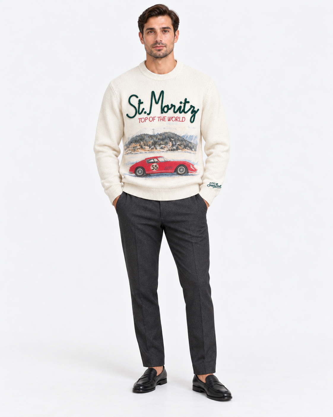 MC2 Saint Barth Maglia Uomo Heron Panna St. Moritz Top Car