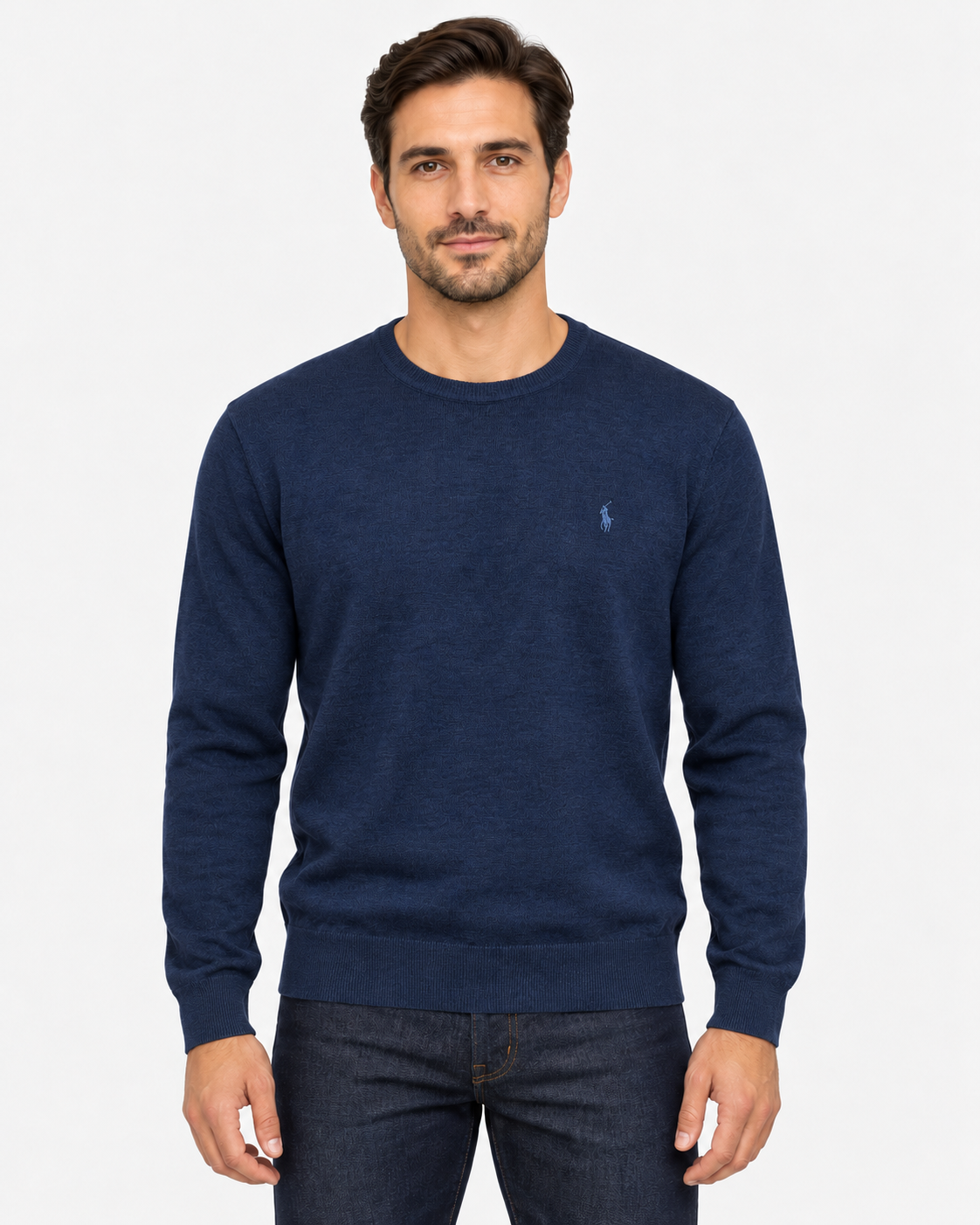 Polo Ralph Lauren Maglione Uomo Girocollo in Pura Lana Blu