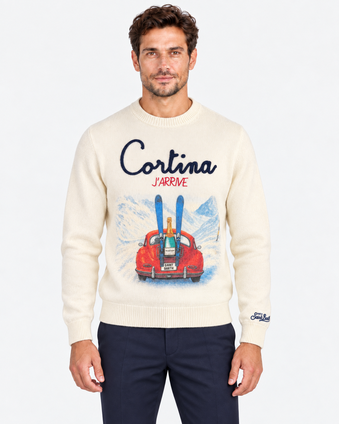 MC2 Saint Barth Maglia Uomo Cortina J’Arrive Panna