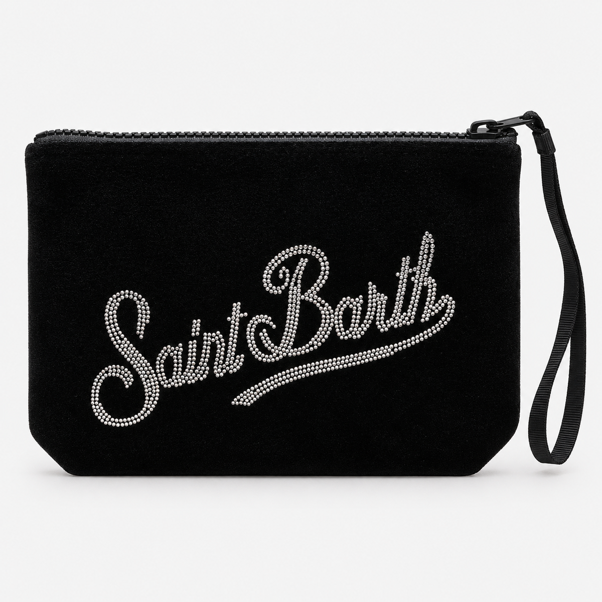 MC2 Saint Barth Pochette Donna Aline in Velluto Nero con Strass