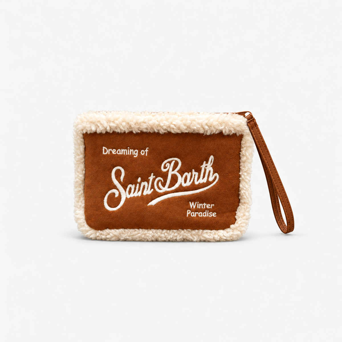 MC2 Saint Barth Pochette Donna Aline Shearling Cognac e Panna