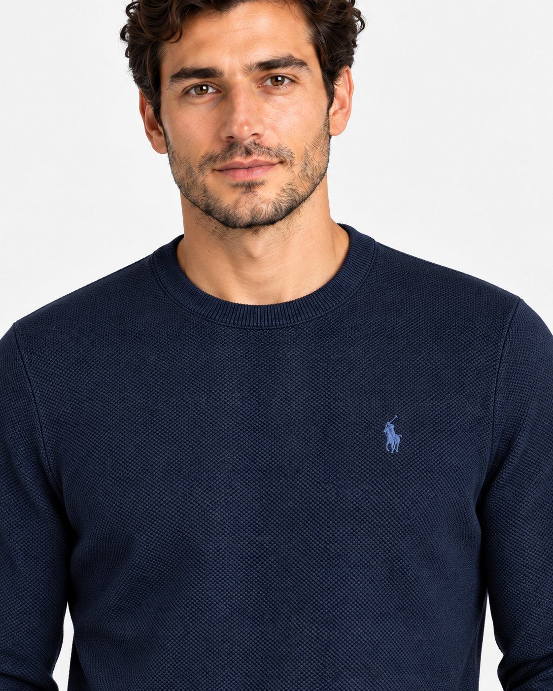 Polo Ralph Lauren Maglione Uomo Girocollo in Cotone Nido d’Ape Navy