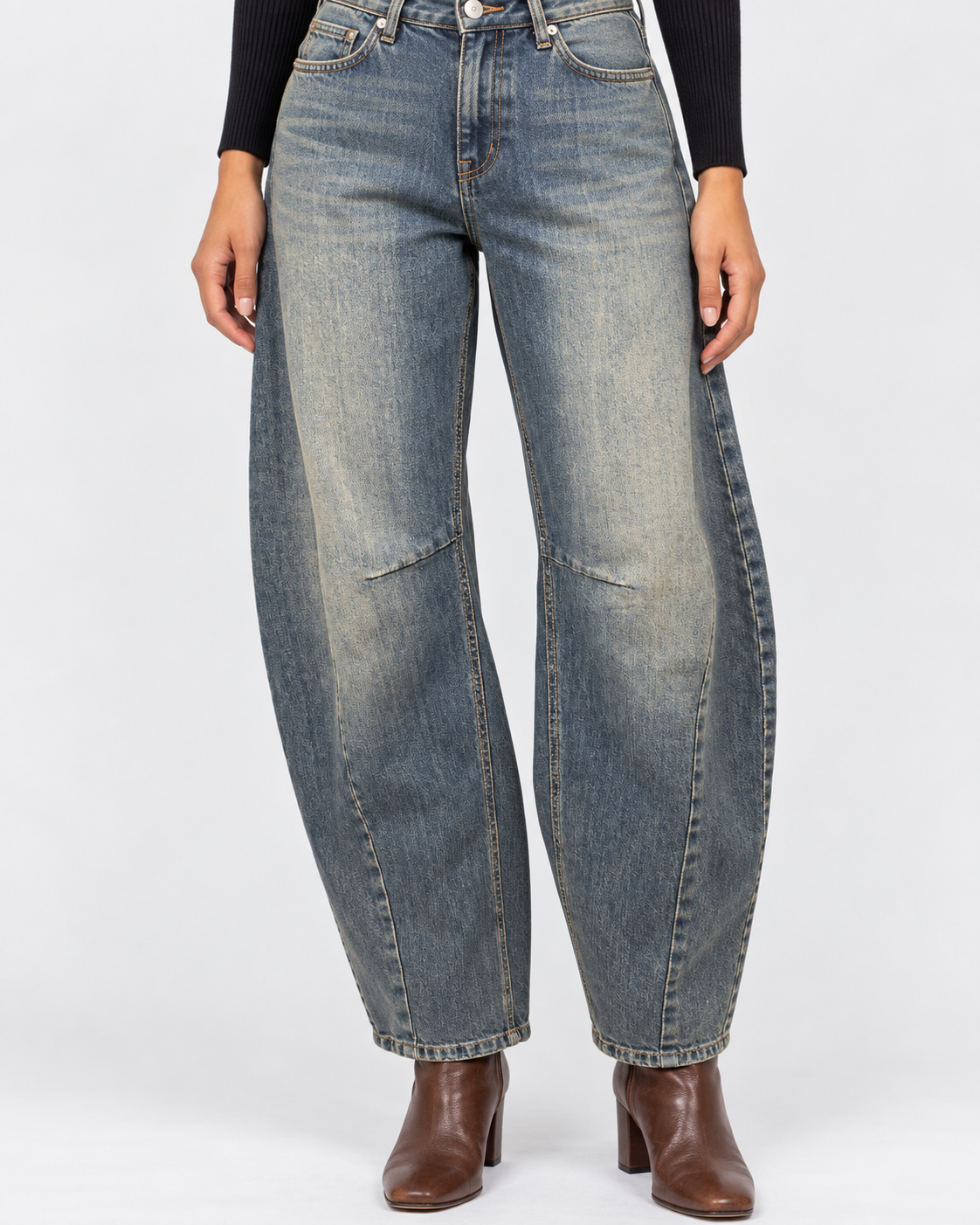 Dixie jeans barrel donna blu slavato a vita alta