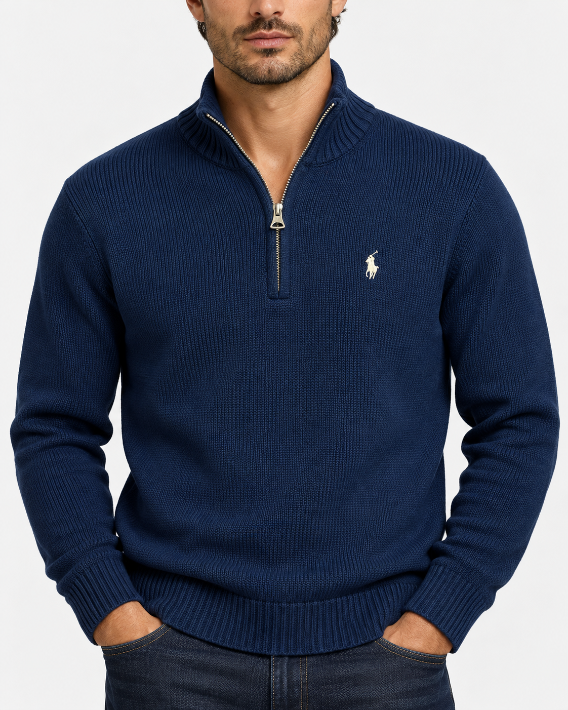 Polo Ralph Lauren Maglione Uomo Mezza Zip Blu Navy