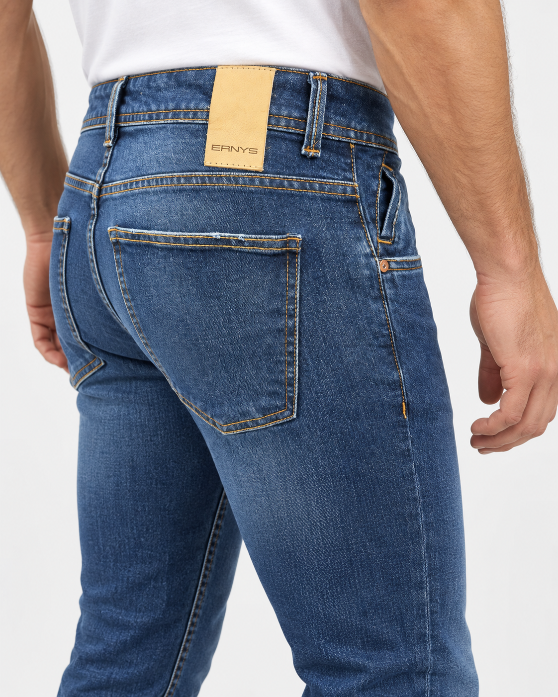 Ernys Jeans uomo blu 5 tasche in cotone stretch