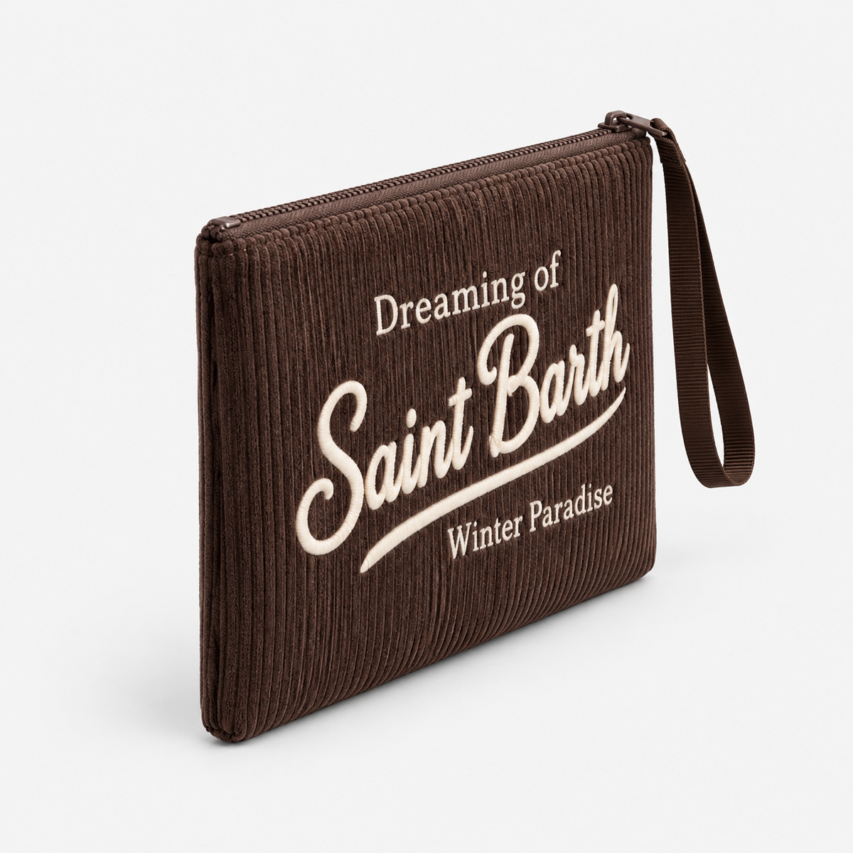 MC2 Saint Barth Pochette Donna Aline in Velluto a Coste Marrone