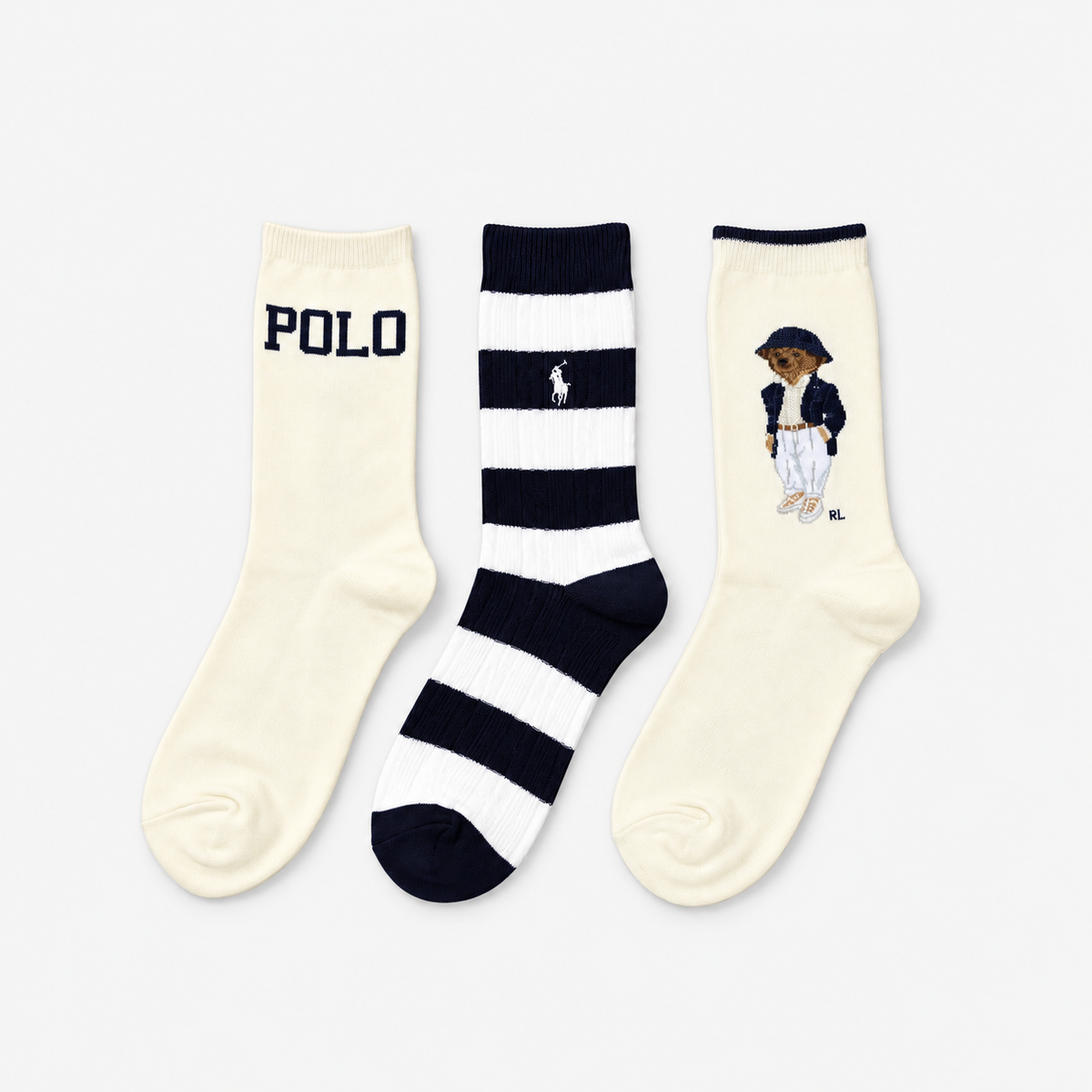 Polo Ralph Lauren Calzini Donna Polo Bear e Righe Set 3 Paia