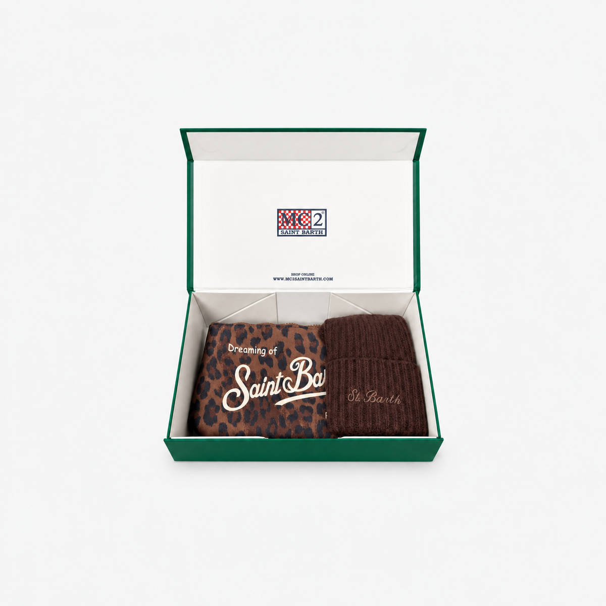 MC2 Saint Barth Gift Box Donna Dark Leopard con Pochette e Berretto