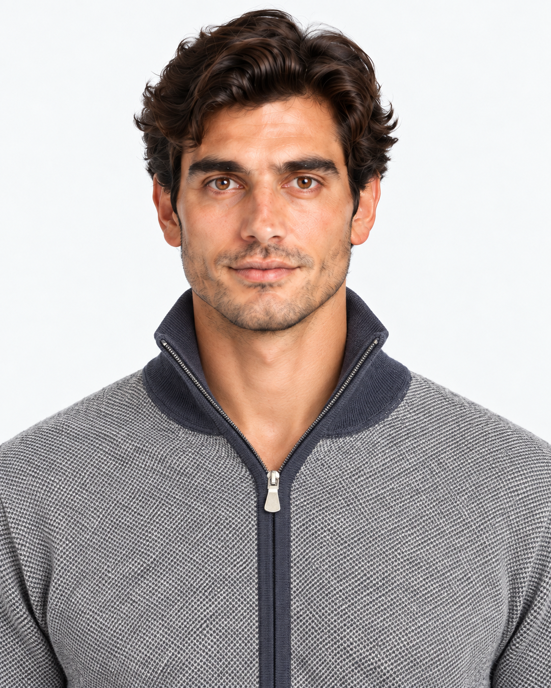 Gran Sasso Cardigan uomo in lana vergine grigio