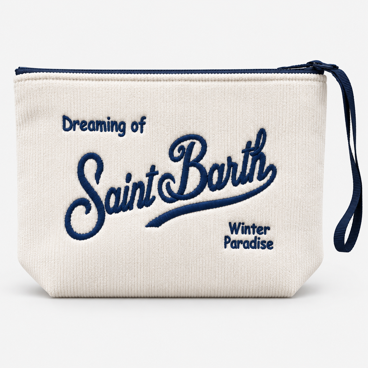 MC2 Saint Barth Pochette Donna Aline in Velluto a Coste Avorio