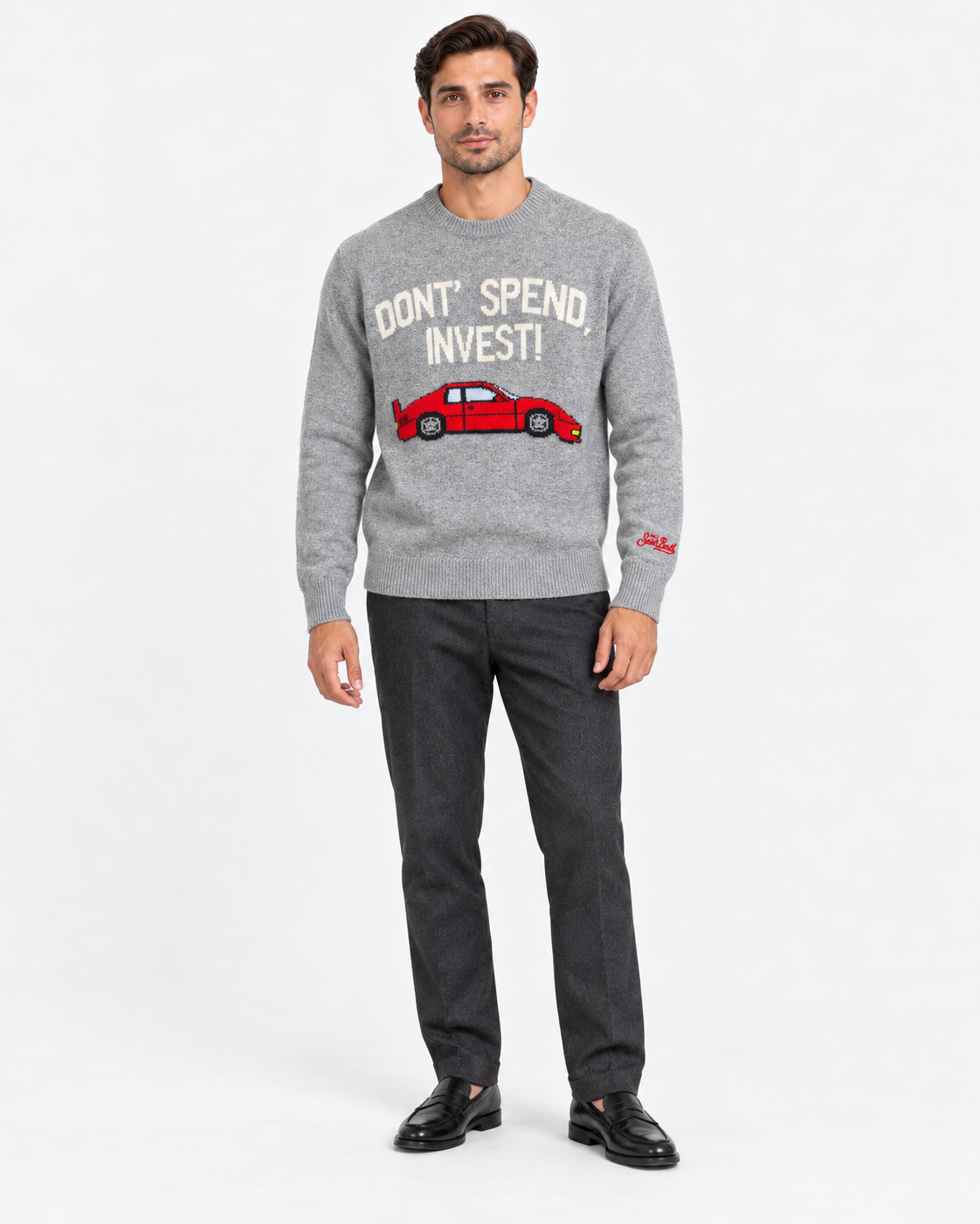 MC2 Saint Barth Maglia Uomo Heron Grigia Spend Red Car