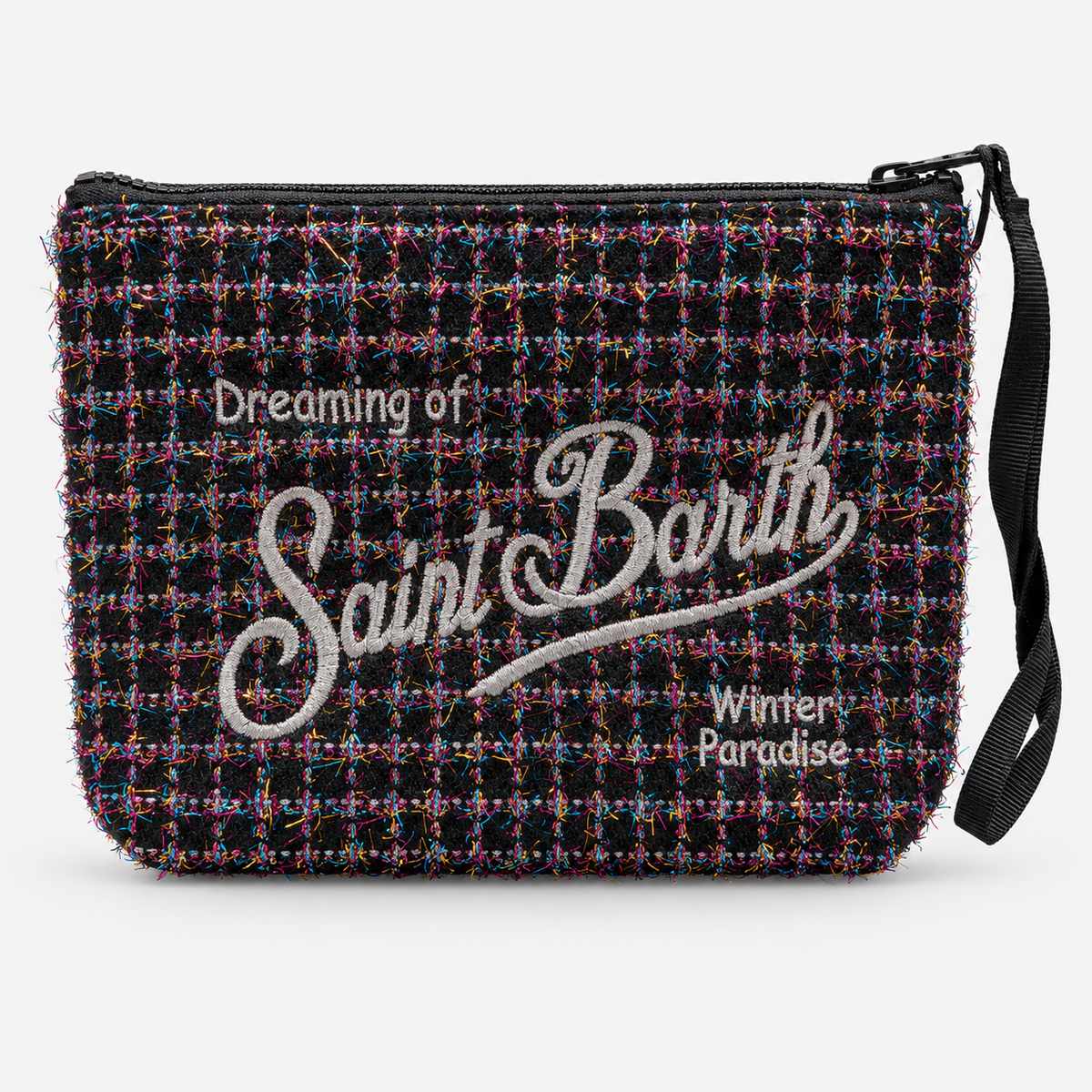 MC2 Saint Barth Pochette Donna Aline Tweed Shiny Nero Multicolore