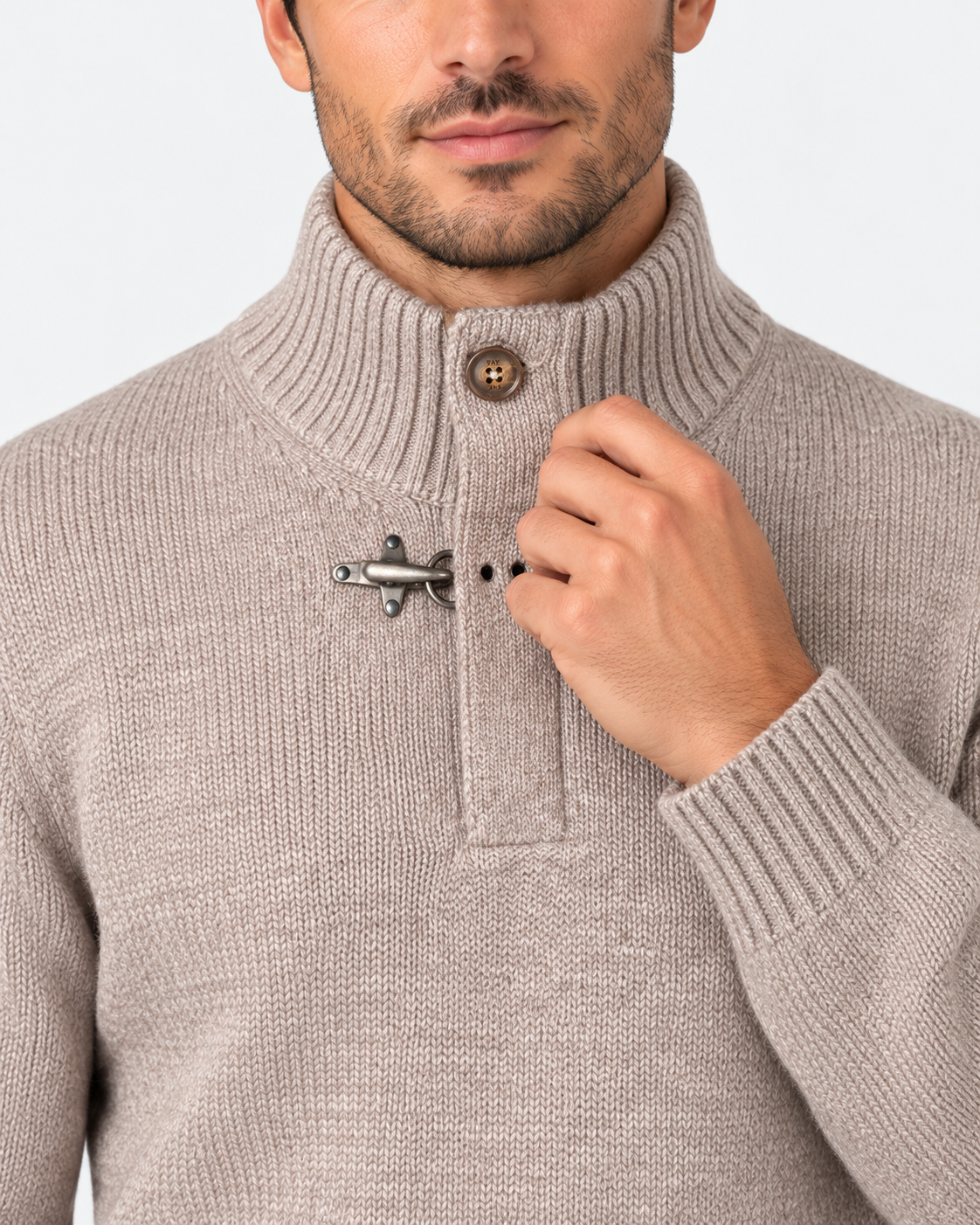 Fay Lupetto Uomo in Lana con Gancio Beige